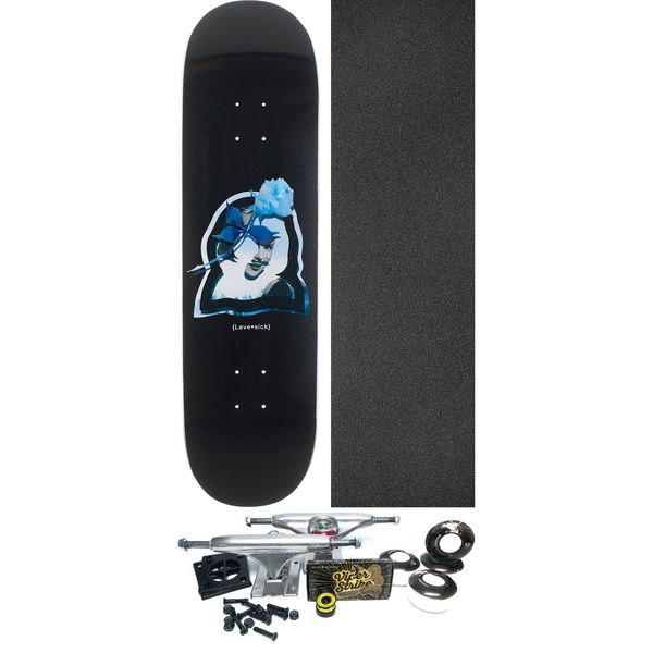 Lovesick Skateboards Losing You Black Metallic Skateboard Deck - 8.5" x 32" - Complete Skateboard Bundle